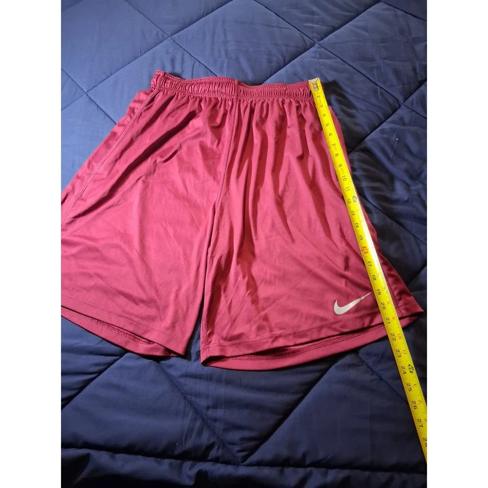 Nike Dri-FIT Mens Basketball Shorts XL Maroon Burgundy Gold Swoosh Athletic Gym